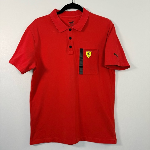 Puma Ferrari Other - Puma Scuderia Ferrari Race Men's Polo Shirt M Red Chest Pocket Logo Collar